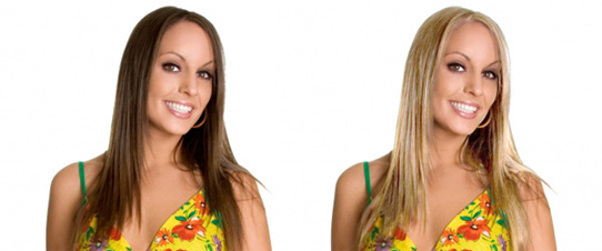 girl brunette hair to blonde